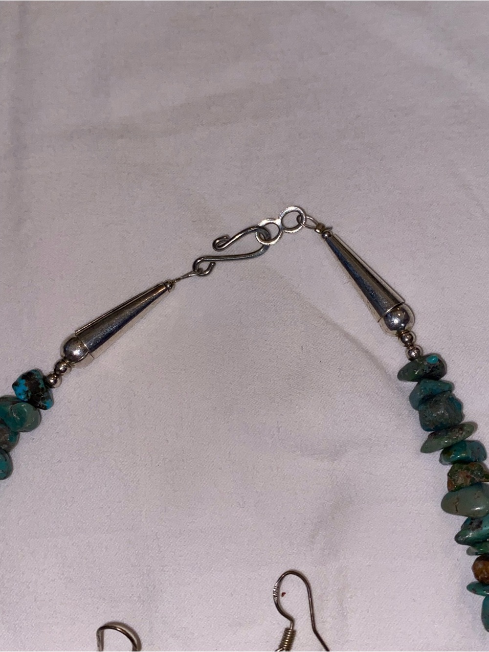 Turquoise and Coral Stone Bead Necklace with Matching Earrings - Picture 4 of 7